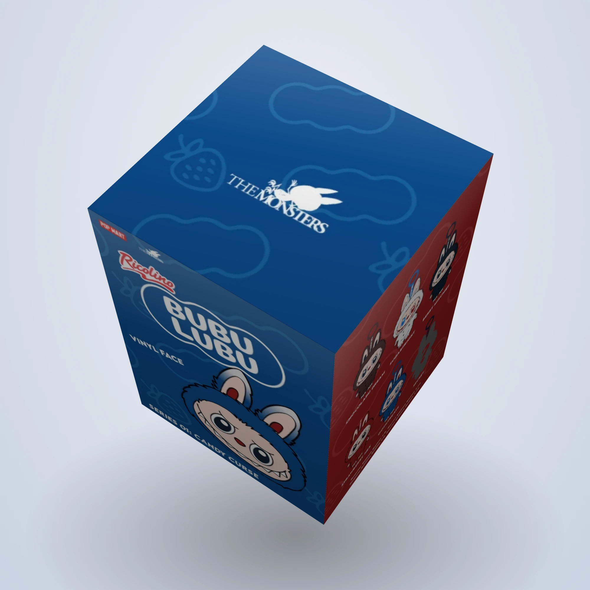 Labubu × Bubu Lubu: Box mockup from above, with The Monsters logo on the lid