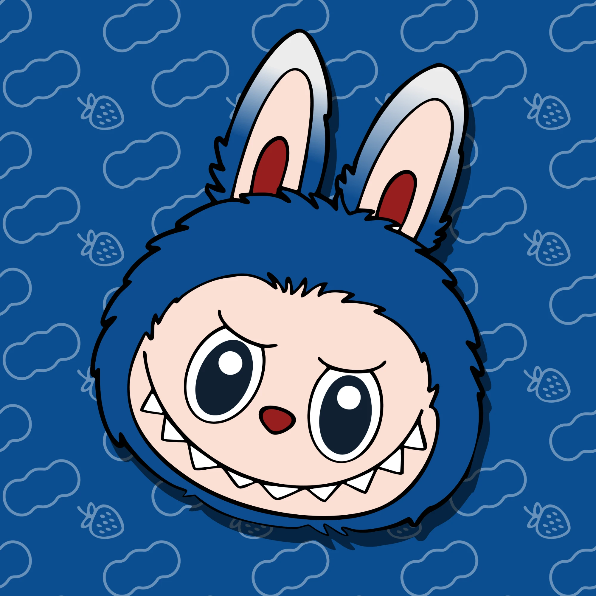 Labubu in Bubu Lubu blue, key art for the Labubu × Bubu Lubu concept